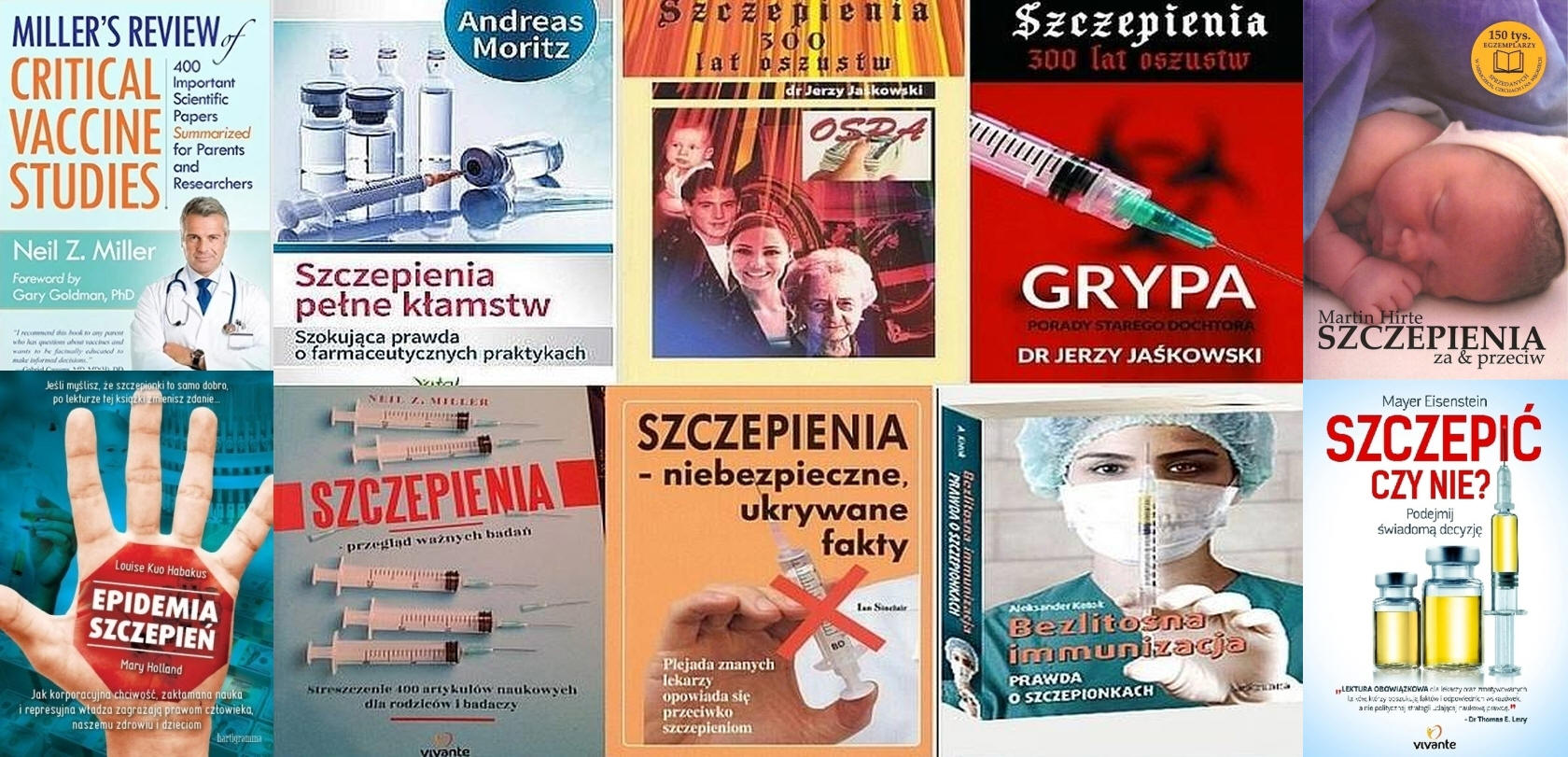 okladki 10 książek o szczepieniach